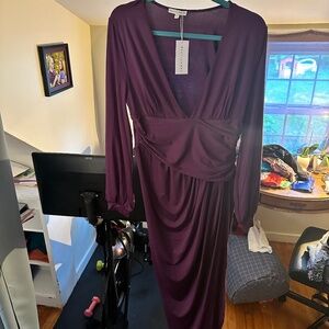 Baltic Born Torino Rouched midi dress, purple